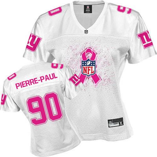 Giants #90 Jason Pierre-Paul White 2011 Breast Cancer Awareness Stitched NFL Jersey